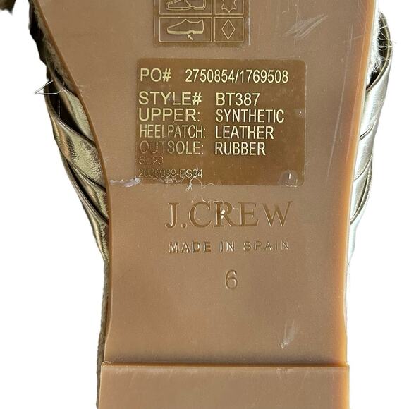 J.CREW Gold Knotted Slide Sandals Metallic Espadrille Woven Flats Size 6 NWOB - Picture 7 of 7